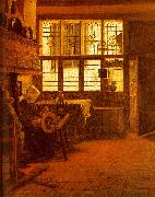 Interior with a Woman at a Spinning Wheel fdgd